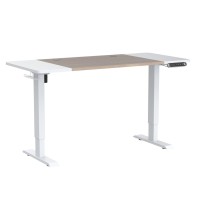 Jceet Adjustable Height Electric Standing Desk - 63 X 30 Inch Sit Stand Computer Desk With Splice Board, Stand Up Desk Table For Home Office, White Frame/White And Oak Top