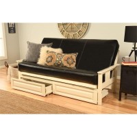 Kodiak Furniture Monterey White Storage Sofa With Black Faux Leather Mattress