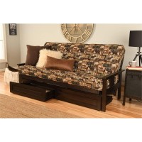 Kodiak Furniture Monterey Espresso Storage Sofa And Multi-Color Fabric Mattress