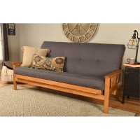 Kodiak Furniture Monterey Butternut Wood Futon With Twill Gray Mattress