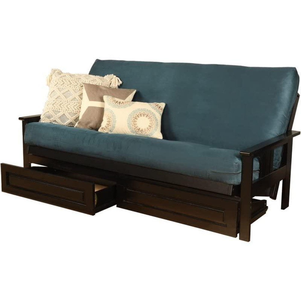 Kodiak Furniture Monterey Black Storage Sofa With Suede Blue Mattress