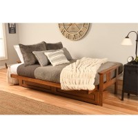 Kodiak Furniture Monterey Barbados Storage Wood Futon With Twill Gray Mattress