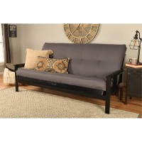 Kodiak Furniture Monterey Black Wood Futon With Twill Gray Mattress