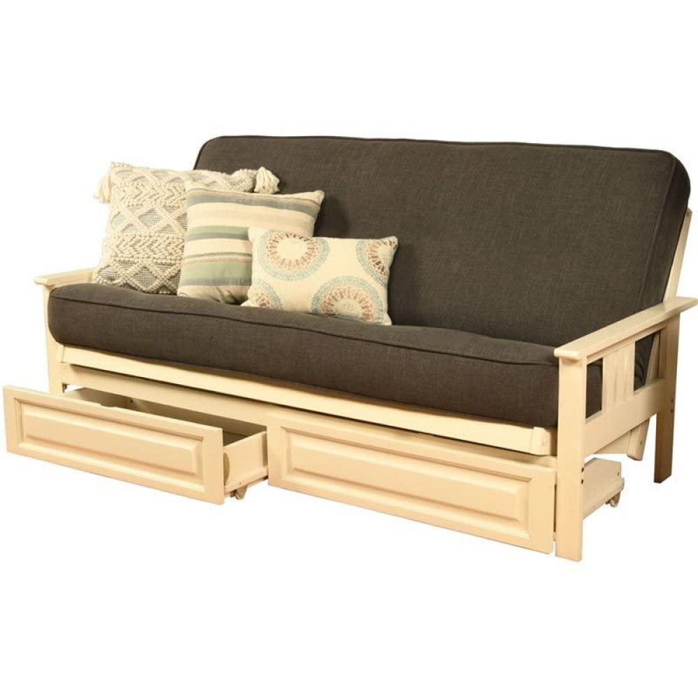 Kodiak Furniture Monterey White Storage Sofa With Charcoal Fabric Mattress