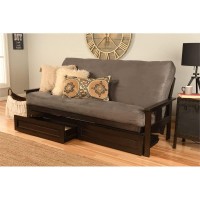 Kodiak Furniture Monterey Espresso Storage Sofa With Suede Gray Fabric Mattress