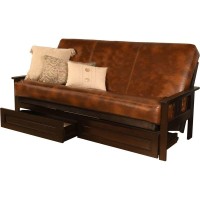 Kodiak Furniture Monterey Espresso Storage Sofa With Brown Faux Leather Mattress