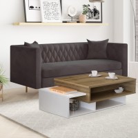 Belle 41 Inch Modern Wooden Rectangular coffee Table with 3 Tier Storage, White and Brown(D0102H71TRP)