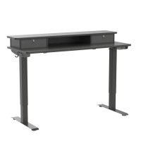 Fezibo 40 X 24 Inch Height Adjustable Electric Standing Desk With Double Drawer, Stand Up Desk With Storage Shelf, Sit Stand Desk, Black
