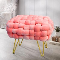Warmaxx Pink Soft Upholstered Ottoman Fuzzy Entryway Bench Seat 27