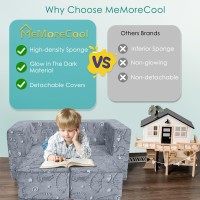 Memorecool Kids Sofa Couch Glow In The Dark Baby Modular Dinosaur Couch Convertible Toddler Fold Out Play Couch Furniture For