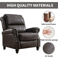 CANMOV Pushback Recliner Chair Faux Leather Armchair Push Back Recliner with Rivet Decoration Single Sofa Accent Chair for Living Room, Dark Grey