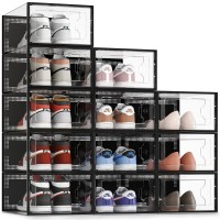 See Srping Xxlarge Shoe Storage Box Fit Size 14 Clear Plastic Stackable Shoe Organizer For Closet Shoe Rack Sneaker Container