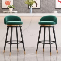 Lojoo Bar Stools Counter Height Bar Stool Upholstered Velvet 360 Swivel Metal High Back Bar Chairs Pu Soft Cushion For Home And Kitchen (Color : Black Black, Size : 65Cm)