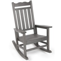 Stoog Outdoor & Indoor Rocking Chair, All-Weather Porch Rocker With 400 Lbs Weight Capacity, Front Porch Rocking Chairs, For Backyard, Lawn, Fire Pit, Patio And Garden, Grey