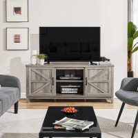 Yaheetech Tv Stand, Farmhouse Tv Stand For Living Room, Entertainment Center With Double Barn Doors For 65 Inch Tv, Gray