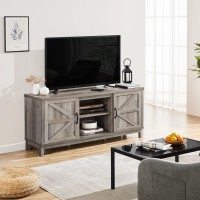 Yaheetech Tv Stand, Farmhouse Tv Stand For Living Room, Entertainment Center With Double Barn Doors For 65 Inch Tv, Gray