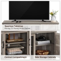 Yaheetech Tv Stand, Farmhouse Tv Stand For Living Room, Entertainment Center With Double Barn Doors For 65 Inch Tv, Gray