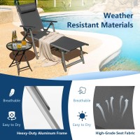 Giantex Set Of 2 Chaise Lounge Outdoor Chair- Patio Folding Lounge Chair With Wheels, 7 Adjustable Level, Heavy-Duty Aluminum Frame, Headrest Pillow, Recliner For Sunbathing, Backyard, Poolside