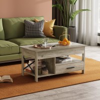 Wlive Lift Top Coffee Table For Living Room,Coffee Table With Storage,Hidden Compartment And Metal Frame, Central Table For Reception Room,Grey