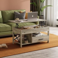 Wlive Lift Top Coffee Table For Living Room,Coffee Table With Storage,Hidden Compartment And Metal Frame, Central Table For Reception Room,Grey