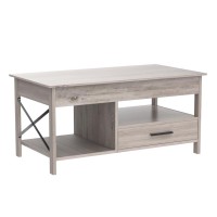 Wlive Lift Top Coffee Table For Living Room,Coffee Table With Storage,Hidden Compartment And Metal Frame, Central Table For Reception Room,Grey