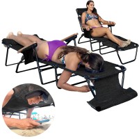 Easygo Product Flip Face Down Tanning Chaise Lounge Chair With Face & Arm Holes-4 Legs Support-Textilene Material-6 Position-Arm Head Rest Pillow-Beach Or Home Use-Patents Pending, 1 Pack, Black