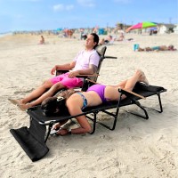 Easygo Product Flip Face Down Tanning Chaise Lounge Chair With Face & Arm Holes-4 Legs Support-Textilene Material-6 Position-Arm Head Rest Pillow-Beach Or Home Use-Patents Pending, 1 Pack, Black