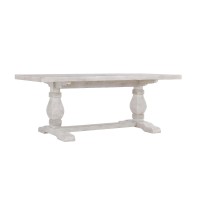 Kai 78 Inch Reclaimed Pine Dining Table, Double Turned Pedestals, White