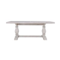 Kai 78 Inch Reclaimed Pine Dining Table, Double Turned Pedestals, White