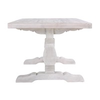 Kai 78 Inch Reclaimed Pine Dining Table, Double Turned Pedestals, White