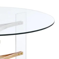 Hale 41 Inch Round Coffee Table, Glass Top, Acrylic Legs, Clear, Gold