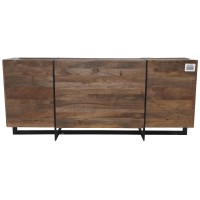 78 Inch Solid Wood Sideboard Buffet Cabinet, 4 Doors, One Shelf, Oak Brown