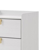 Cos 26 Inch Modern Nightstand, 2 Drawers, Metal Handles, Wood, White, Gold