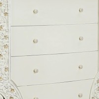 Rox 58 Inch Classic Ornate Carved Tall Dresser Chest, 4 Drawer, Wood, White