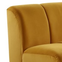 Theo 43 Inch Armless Accent Chair, Velvet, Curved Channel Tufting, Yellow