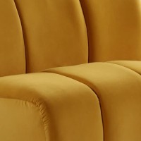 Theo 43 Inch Armless Accent Chair, Velvet, Curved Channel Tufting, Yellow