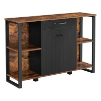 Grace 47 Inch Wood Sideboard Buffet Cabinet, Adjustable Feet, Rustic Brown