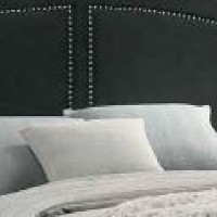 Lily Platform King Upholstered Bed, Padded Headboard, Black, Gold