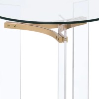 Hale 23 Inch Round End Table, Glass Top, Acrylic Legs, Clear, Gold