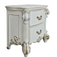 Jess 32 Inch Classic Nightstand, 2 Drawers, Molded Trim, Wood, White