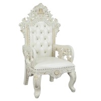 Rox 28 Inch Classic Vegan Leather Royal Armchair, Acrylic Diamond, White