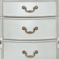 Jess 71 Inch Classic Wood Dresser, 5 Drawers, Metal Drop Handles, White