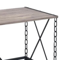 48 Inch Console Desk Table, Metal Chain Base, Oak Brown, Black