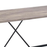 48 Inch Console Desk Table, Metal Chain Base, Oak Brown, Black