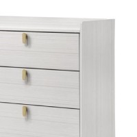 Cos 58 Inch Modern Wood Dresser with 6 Drawers, Metal Handles, White, Gold