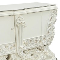 Rox 82 Inch Classic Ornate Sideboard Buffet Table, 2 Door Storage, White