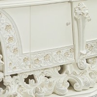 Rox 82 Inch Classic Ornate Sideboard Buffet Table, 2 Door Storage, White