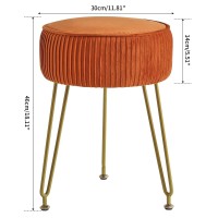 Ibuyke Velvet Round Footrest Stool Ottoman Makeup Vanity Stool Side Table Velvet Dressing Table Seat Pouf Couch Stool Golden