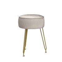 Ibuyke Velvet Round Footrest Stool Ottoman Makeup Vanity Stool Side Table Velvet Dressing Table Seat Pouf Couch Stool Golden