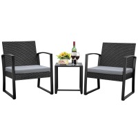 Jummico Patio Chairs 3 Piece Outdoor Furniture With All Weather Plastic Seat Metal Frame Patio Conversation Set For Porch Bal